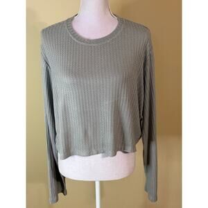 NWT CHA SOR SZ XS GREY LONG-SLEEVE oversized SWEATER TEXTURED  Crop Top Sz S